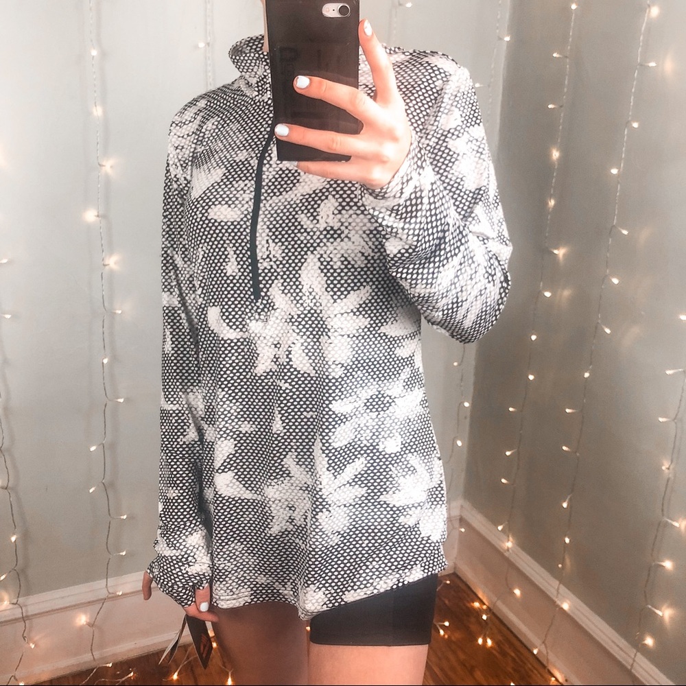 RBX Black White Patterned Active Long Sleeve Shirt